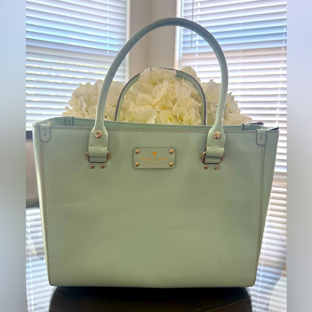 KATE SPADE New York Misty Mint  Framed Leather Hand Bag Satchel